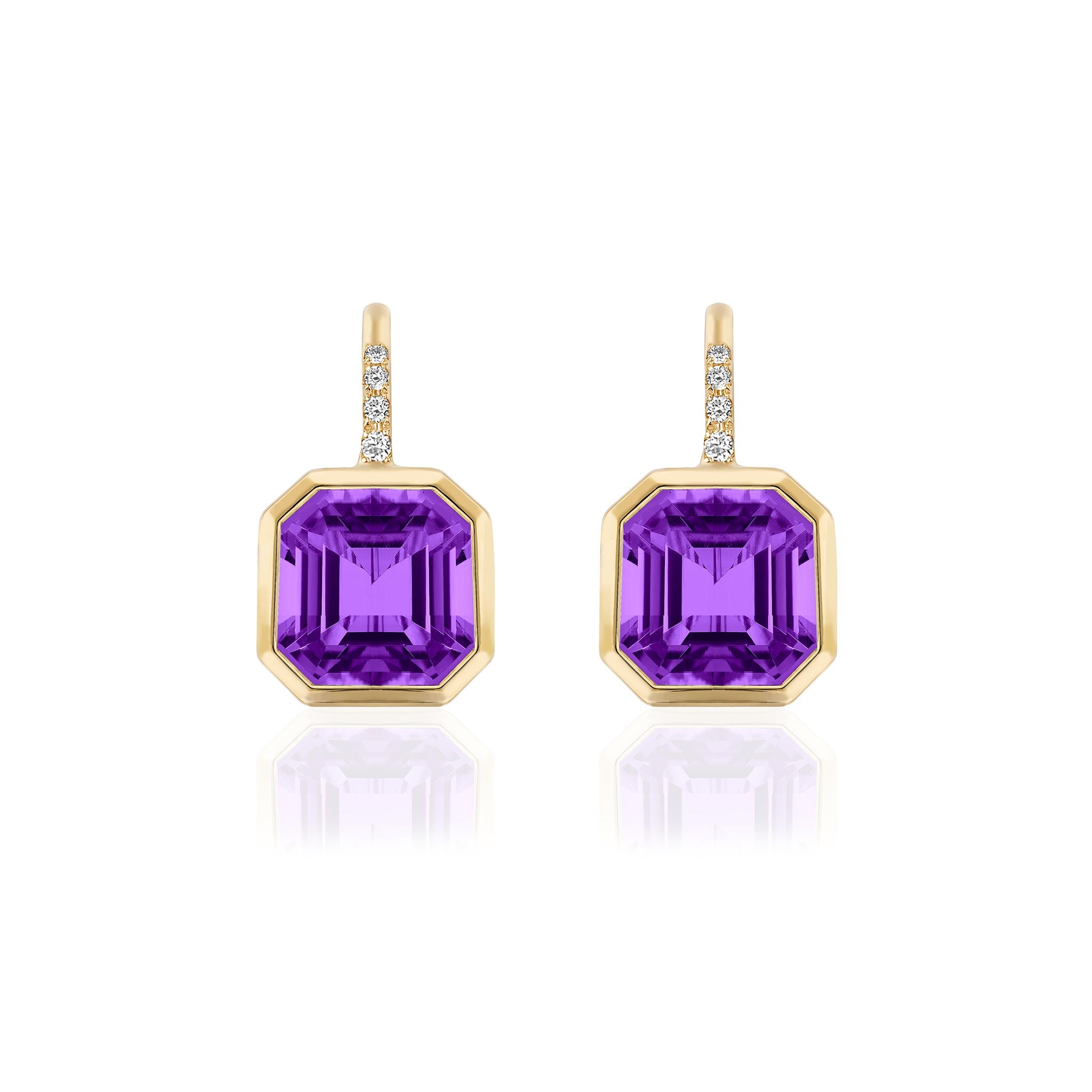 Goshwara Octagonal Bezel Drop Amethyst 18K Gold Earrings