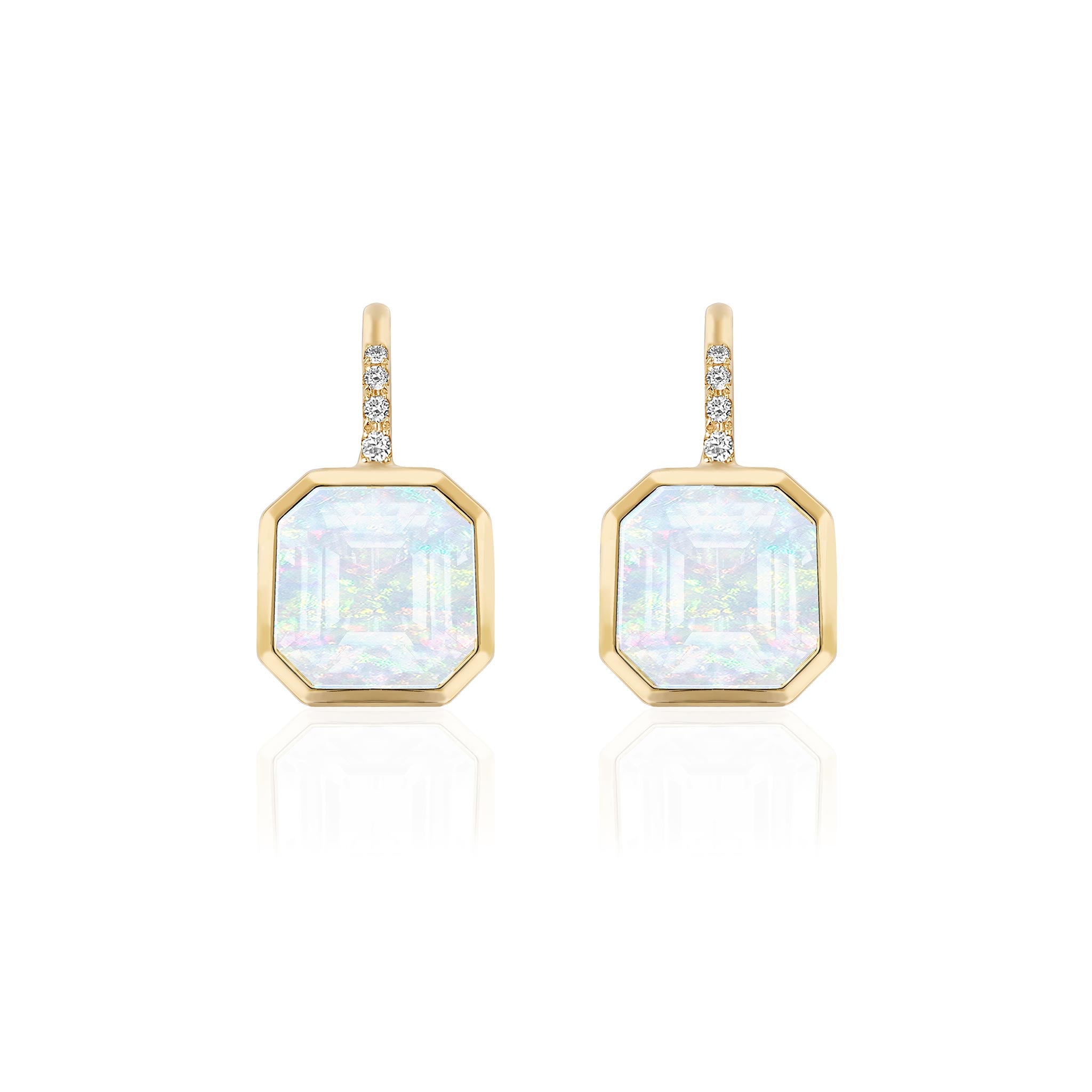 Goshwara Octagonal Bezel Drop Opal 18K Gold Earrings