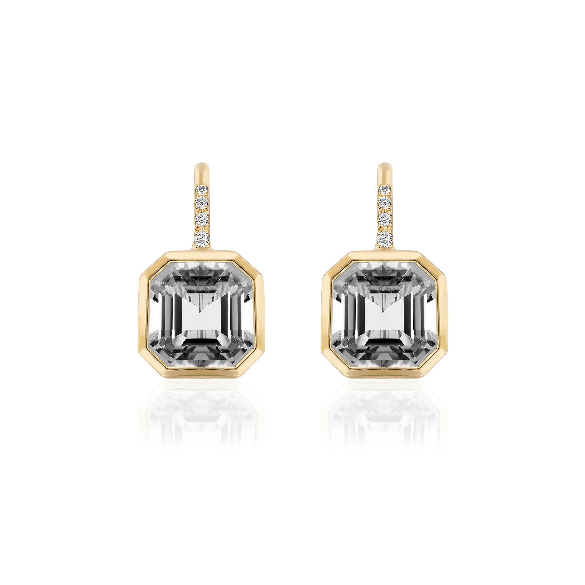 Goshwara Asscher-Cut Rock Crystal & Diamond 18K Gold Earrings