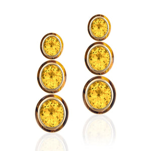 Goshwara Oval Citrine & Tiger's Eye Inlay 18K Gold Drop Earrings