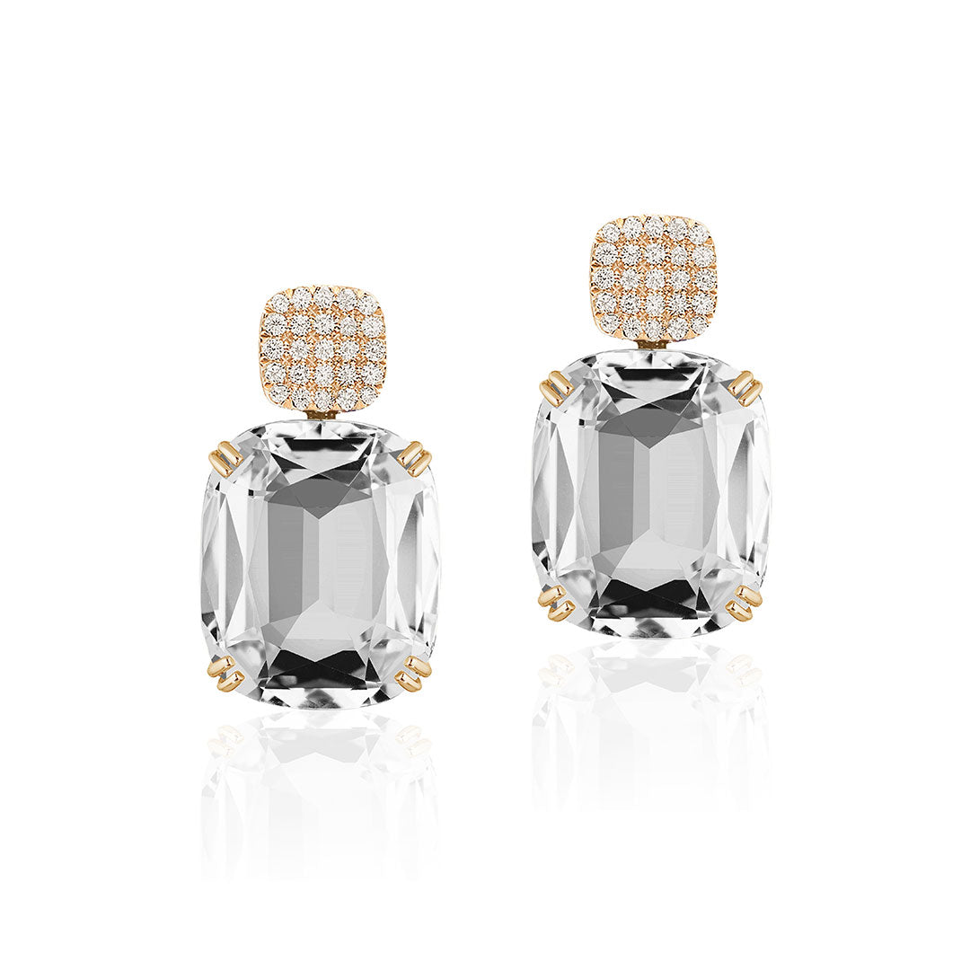Goshwara Rock Crystal & Diamond 18K Yellow Gold Drop Earrings