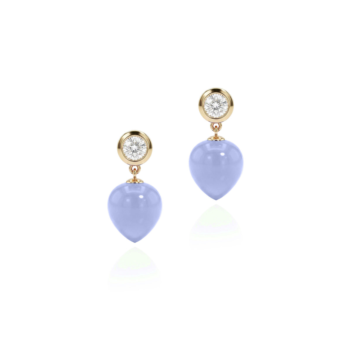 Goshwara Blue Chalcedony & Diamond 18K Gold Inverse Drop Earrings