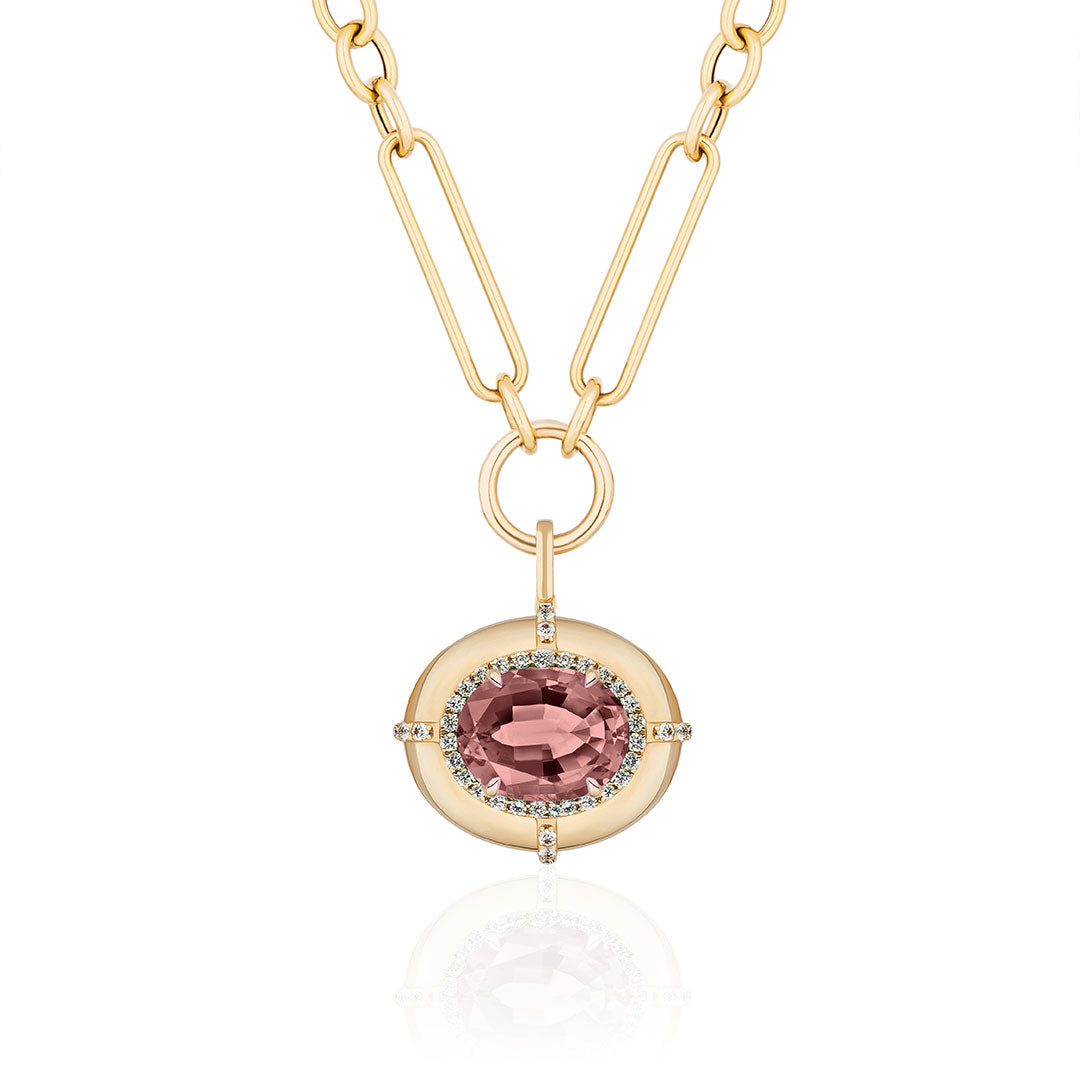 Goshwara Pink Tourmaline & Diamond 18K Gold Pendant Necklace