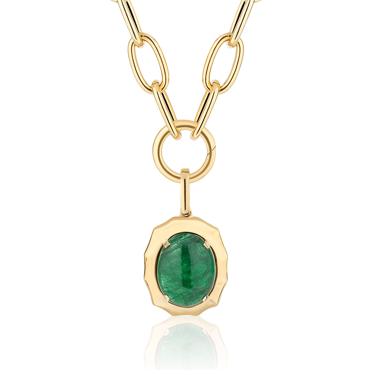 Goshwara Oval Cabochon Emerald 18K Gold Pendant Necklace