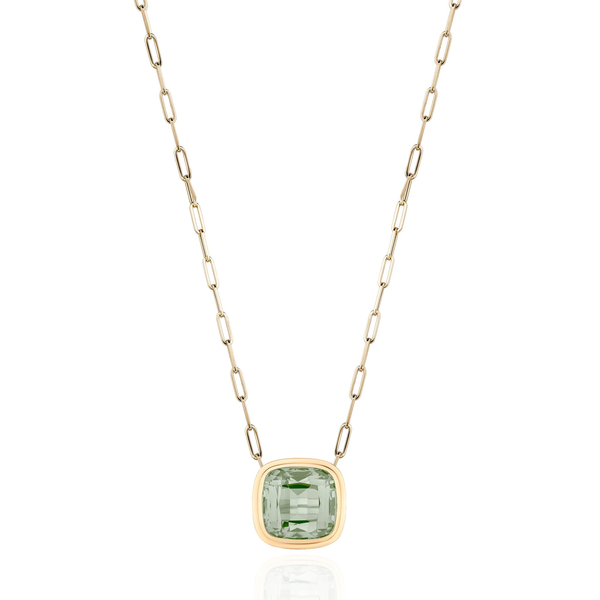Goshwara Small Cushion Bezel Prasiolite 18K Gold Pendant Necklace