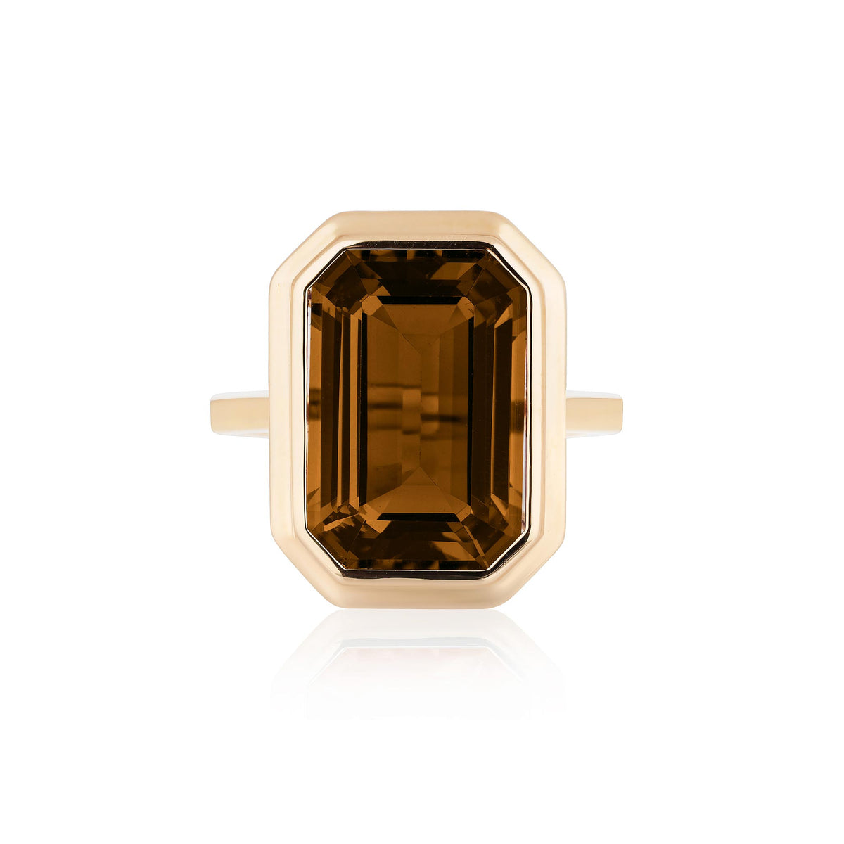 Goshwara Cognac Citrine Emerald-Cut Bezel Set 18K Gold Ring