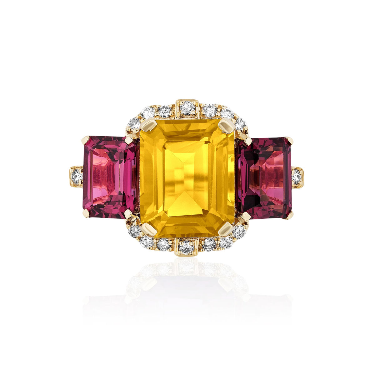 Goshwara 3-Stone Citrine & Garnet 18K Gold Ring