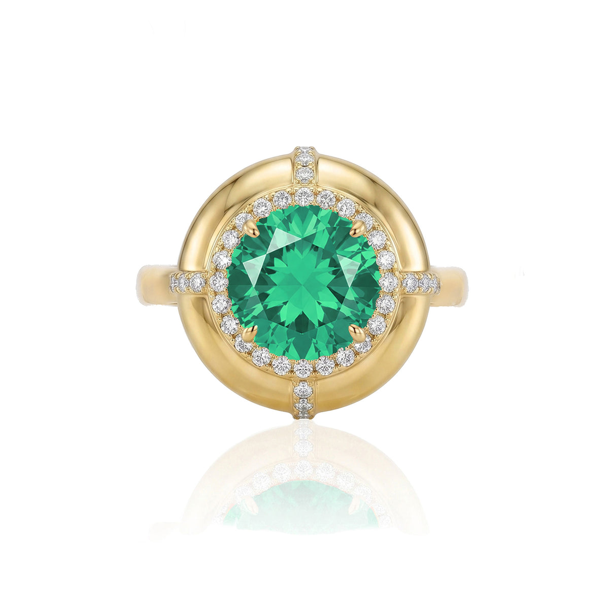 Goshwara Round Emerald & Diamond 18K Gold Ring