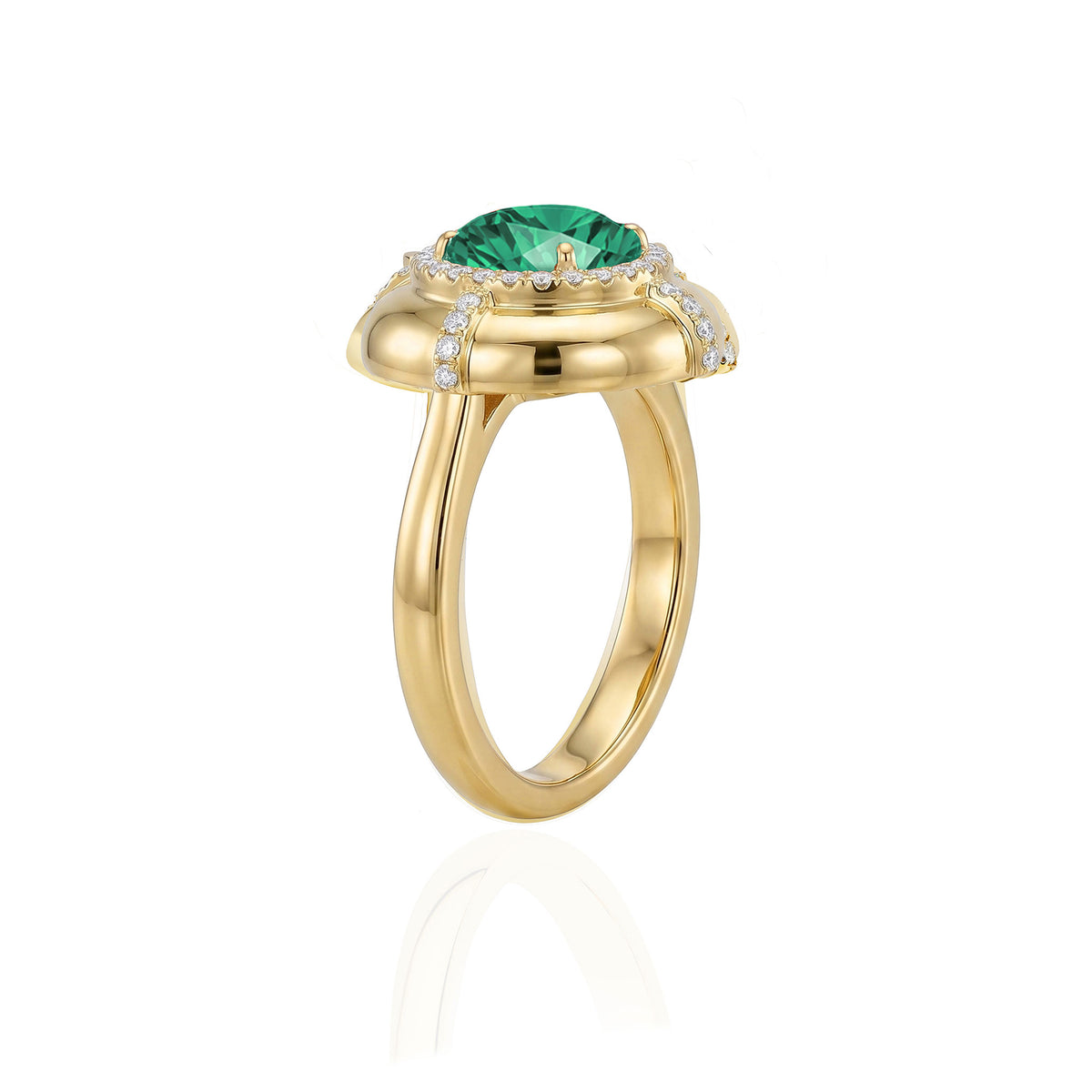 Goshwara Round Emerald & Diamond 18K Gold Ring