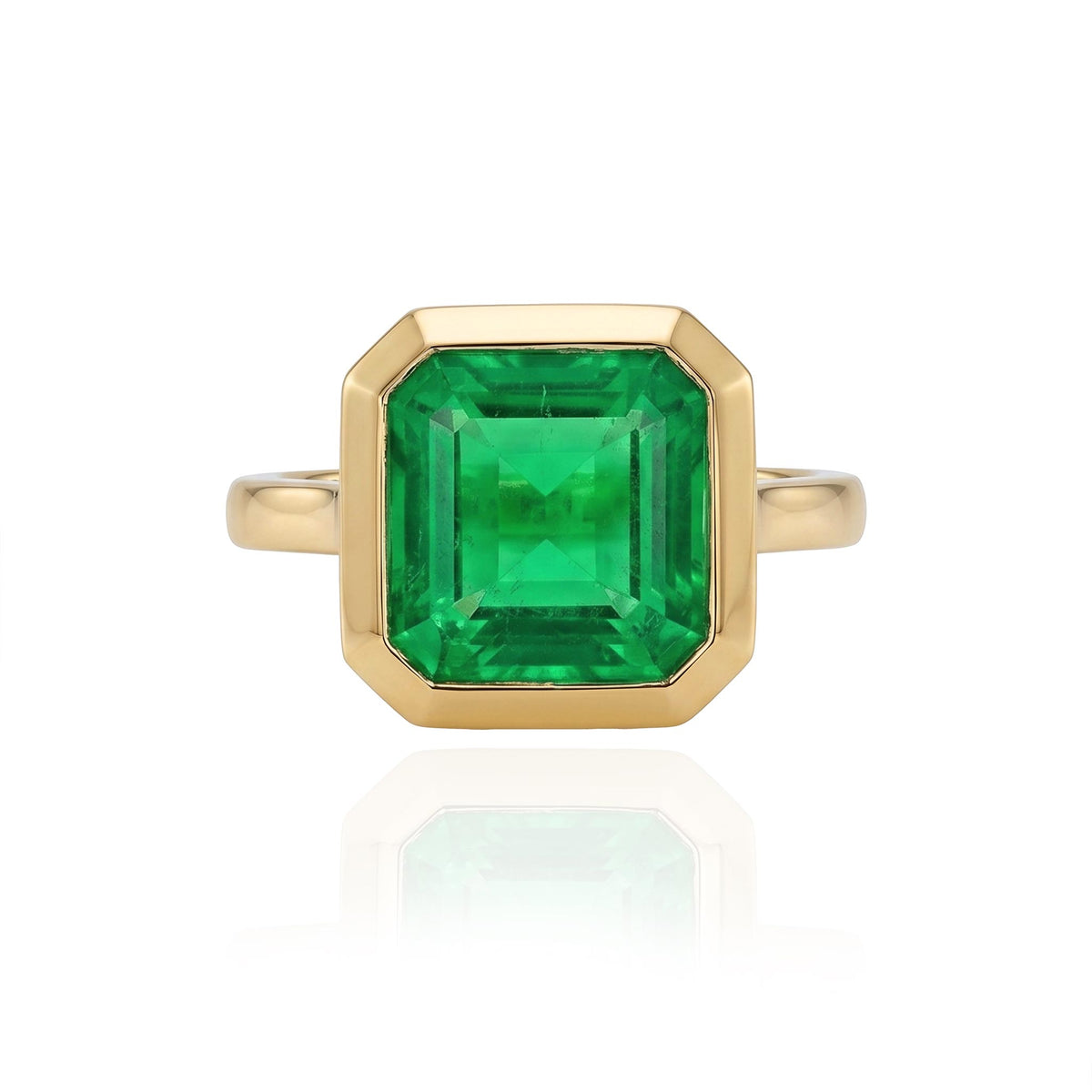 Goshwara Square Emerald-Cut Emerald Bezel Set 18K Gold Ring