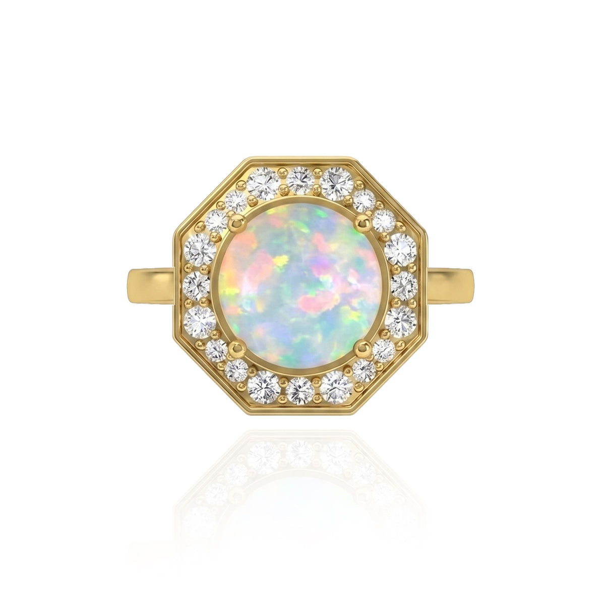 Goshwara Opal & Diamond 18K Gold Octagon Halo Ring