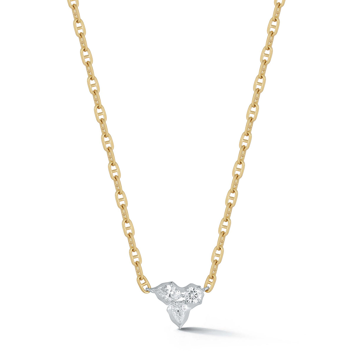 Jade Trau Poppy Cluster Two-Tone Pendant Necklace
