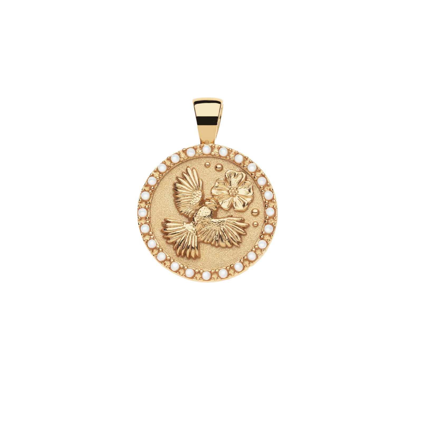Jane Win JOY Chickadee Small Embellished Coin Pendant Necklace