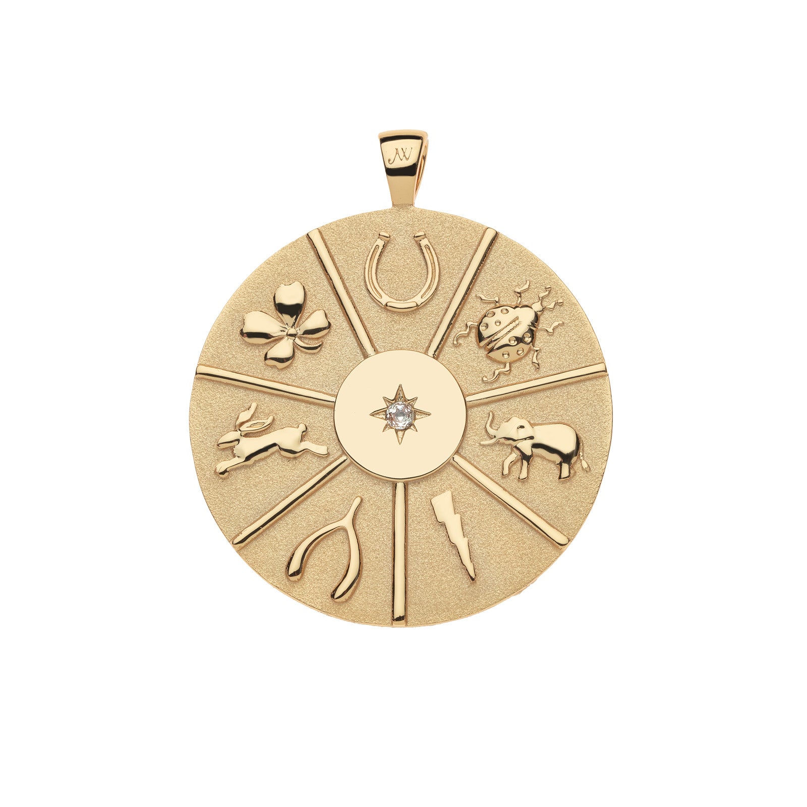 Jane Win Jumbo LUCKY Signs Pendant Necklace