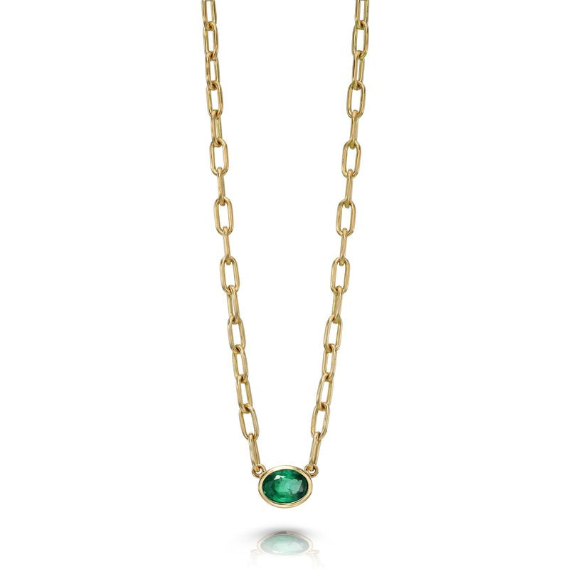 Single Stone Emerald Leah Necklace