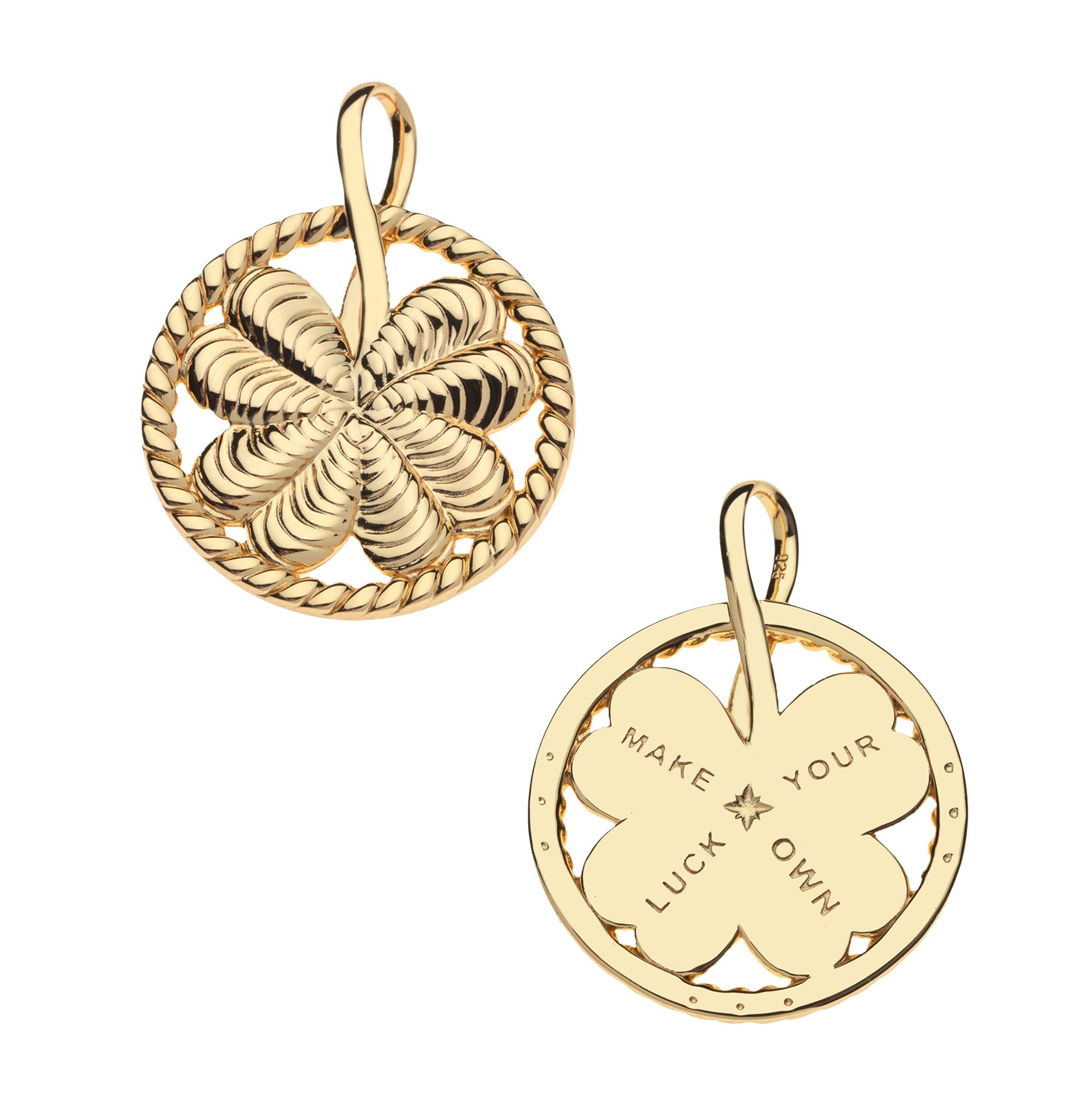 Jane Win LUCKY Clover Cutout Pendant Necklace