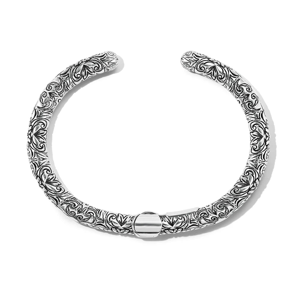 Marla Aaron Silver Embossed Hinged Cuffling Bangle