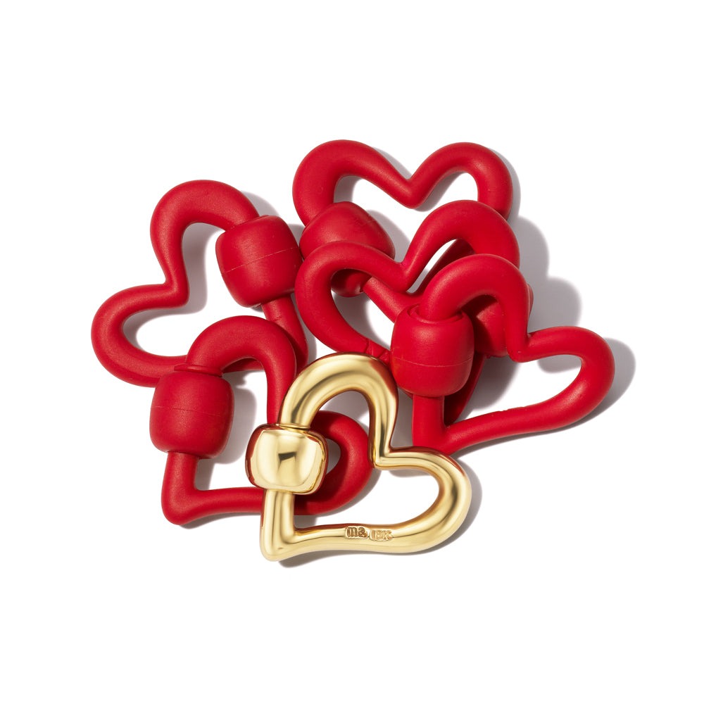 Marla Aaron Rubber Freeform Heart Lock Red Balloon and gold
