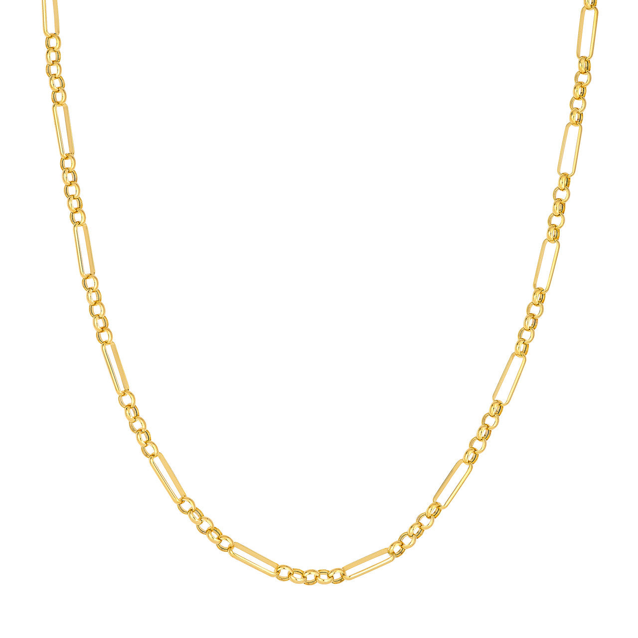 14K Yellow Gold Hollow Rolo Chain Necklace - Main Image