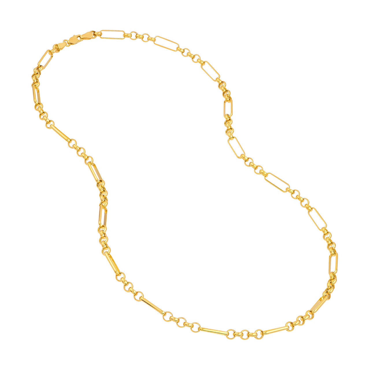 14K Yellow Gold 3.95mm Hollow Rolo Chain Necklace