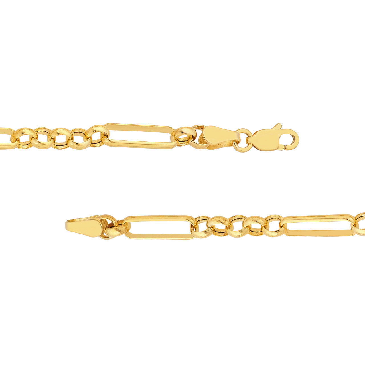 14K Yellow Gold 3.95mm Hollow Rolo Chain Necklace