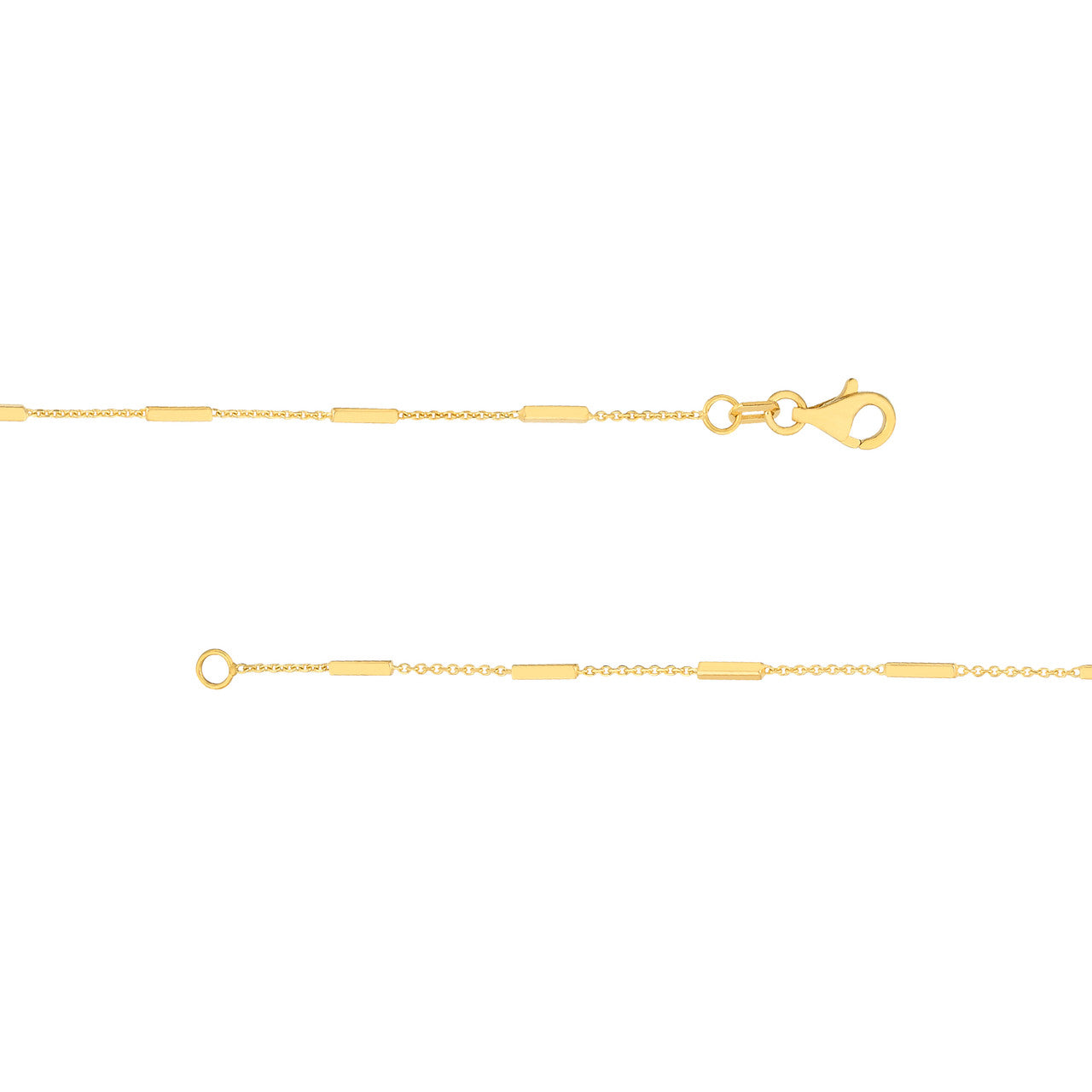 14K Yellow Gold Bar Station Cable Chain Necklace