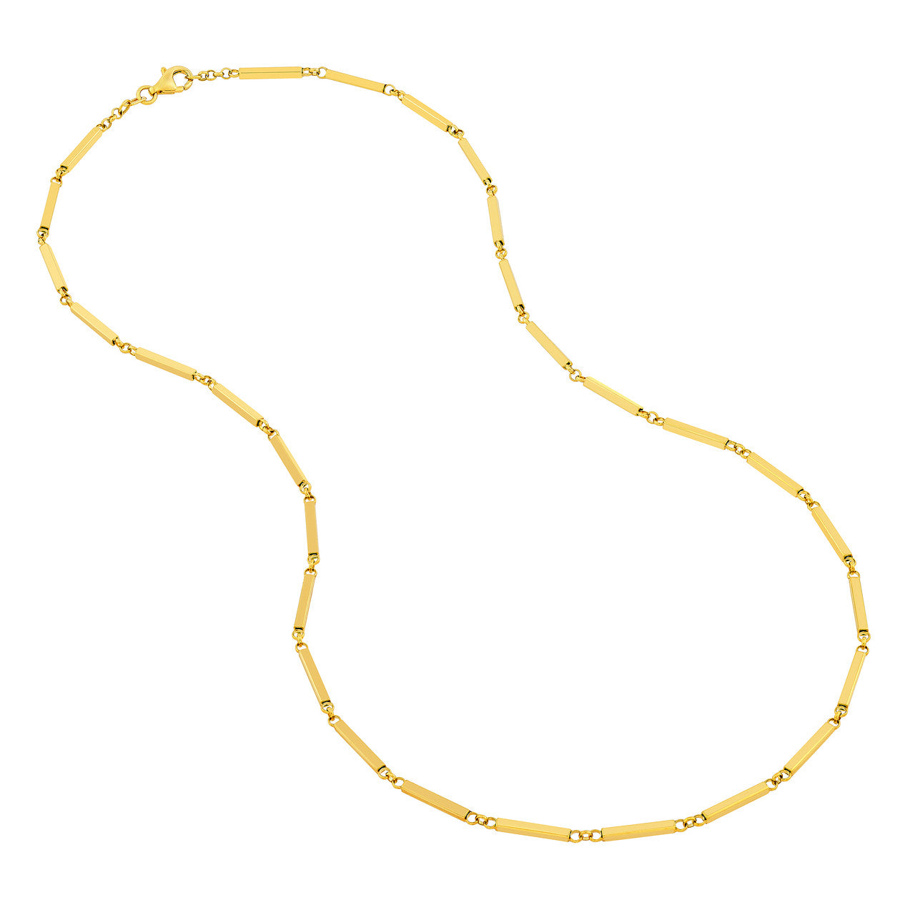 14K Yellow Gold Rectangle Bar Station Chain Necklace