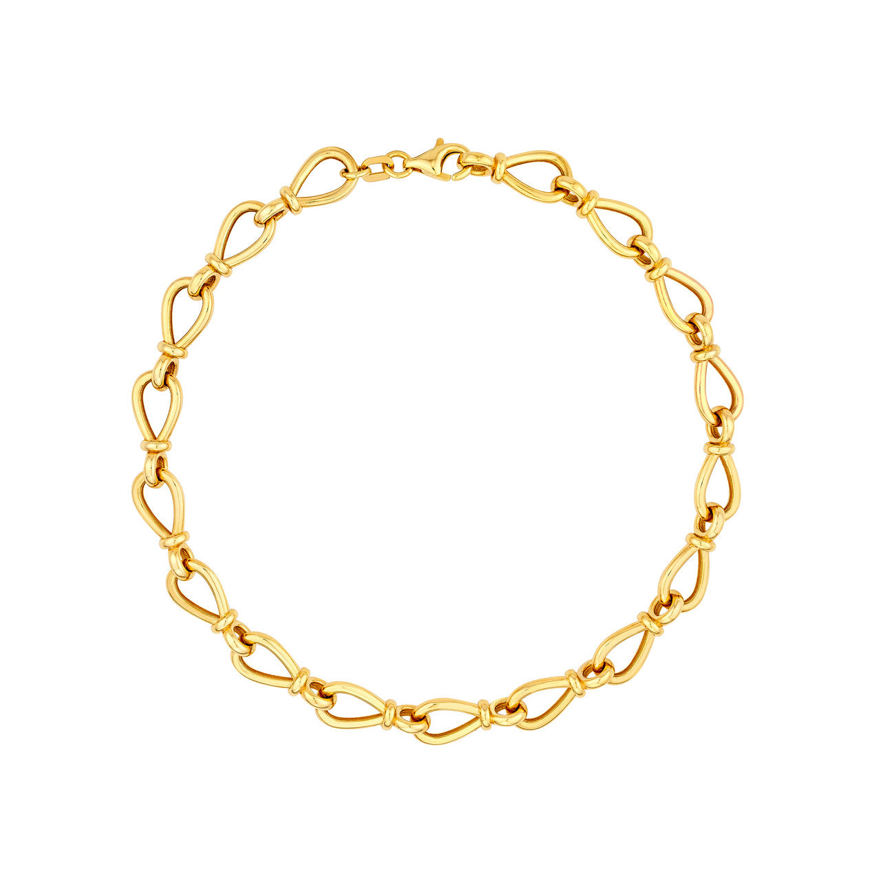 14K Yellow Gold Teardrop Link Bracelet