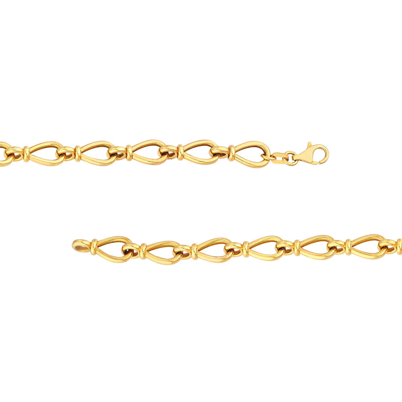 14K Yellow Gold Teardrop Link Bracelet