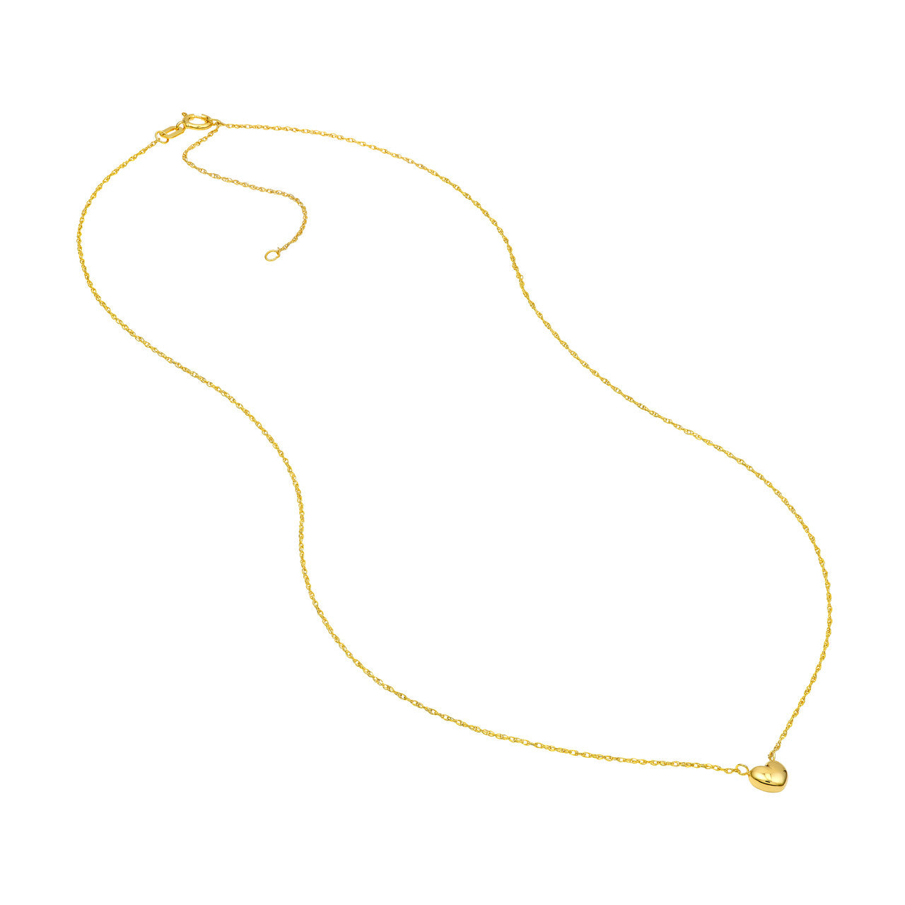 14K Yellow Gold Small Puffy Heart Necklace