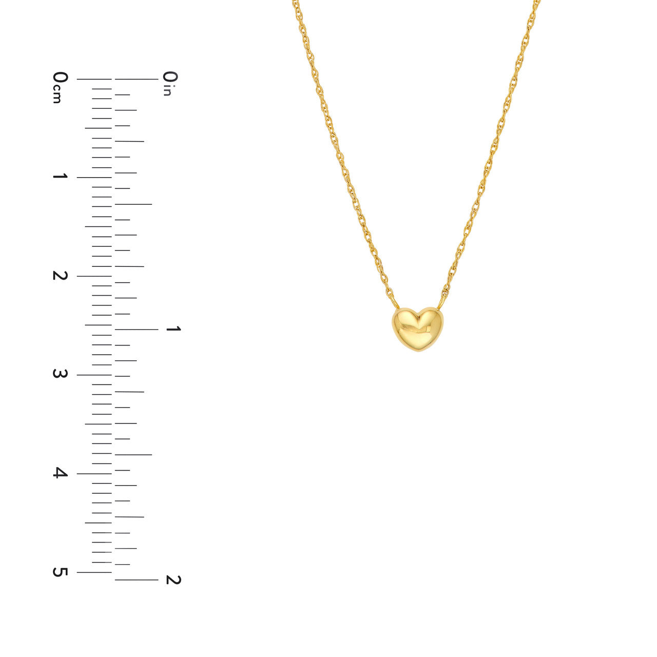 14K Yellow Gold Small Puffy Heart Necklace