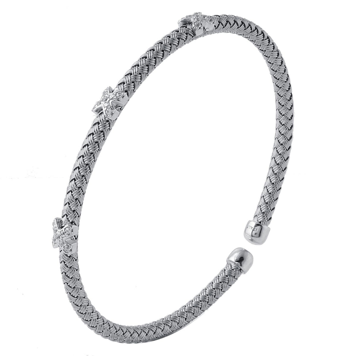 Juvell stainless steel CZ bangle Micro Pave CZ Bangle Bracelet, 5 Row – Ashley main image 3