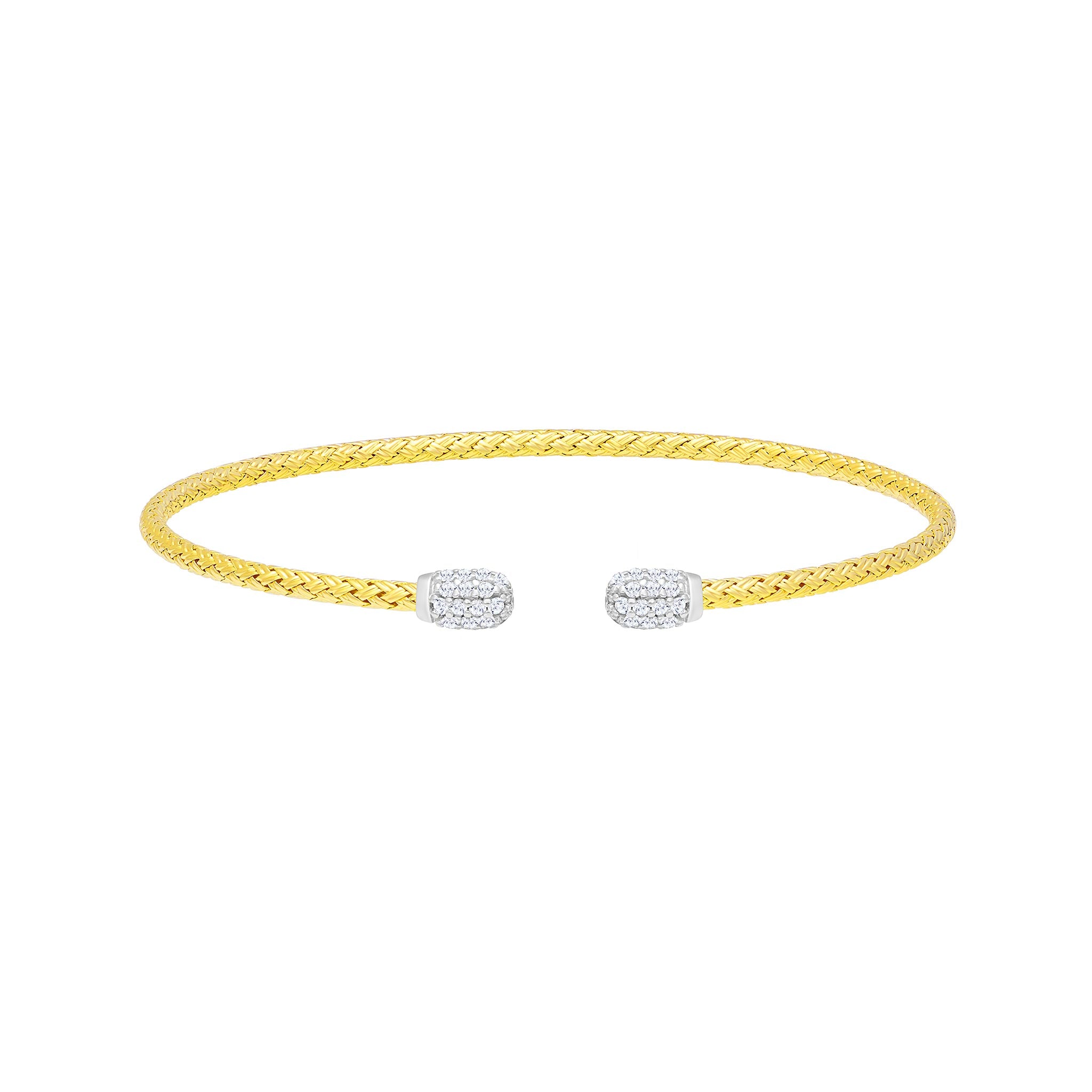 Charles Garnier CZ Gold-Plated Sterling Silver 2mm Mesh Cuff Bangle