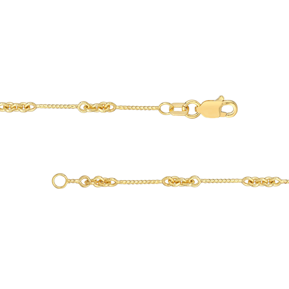 14K Yellow Gold Bar Twist Chain Necklace 18"