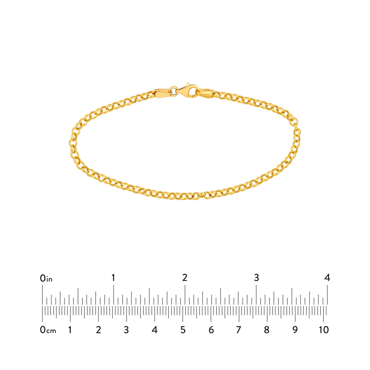 14K Yellow Gold 2.80mm Hollow Rolo Chain Bracelet