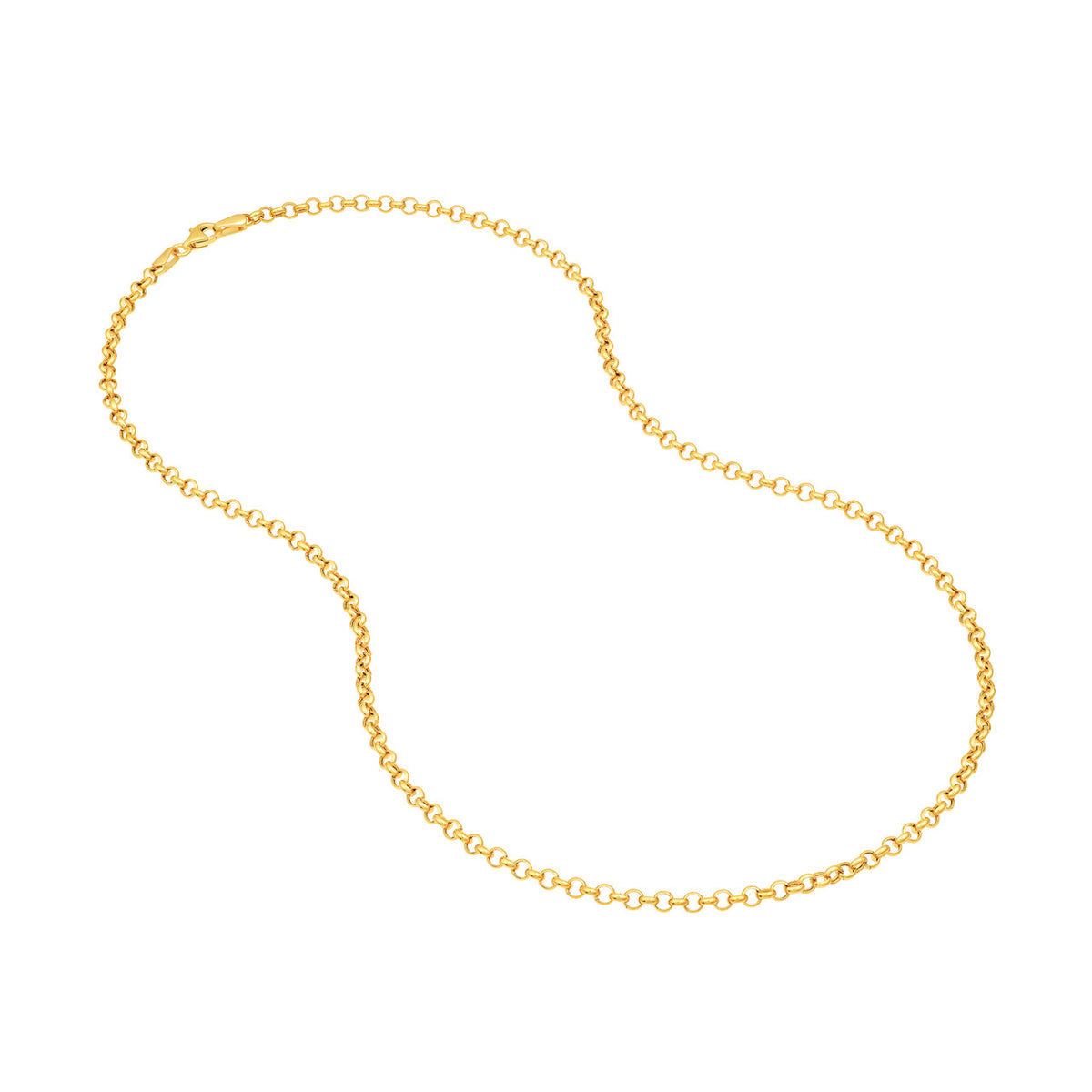 14K Yellow Gold 2.80mm Hollow Rolo Chain Necklace