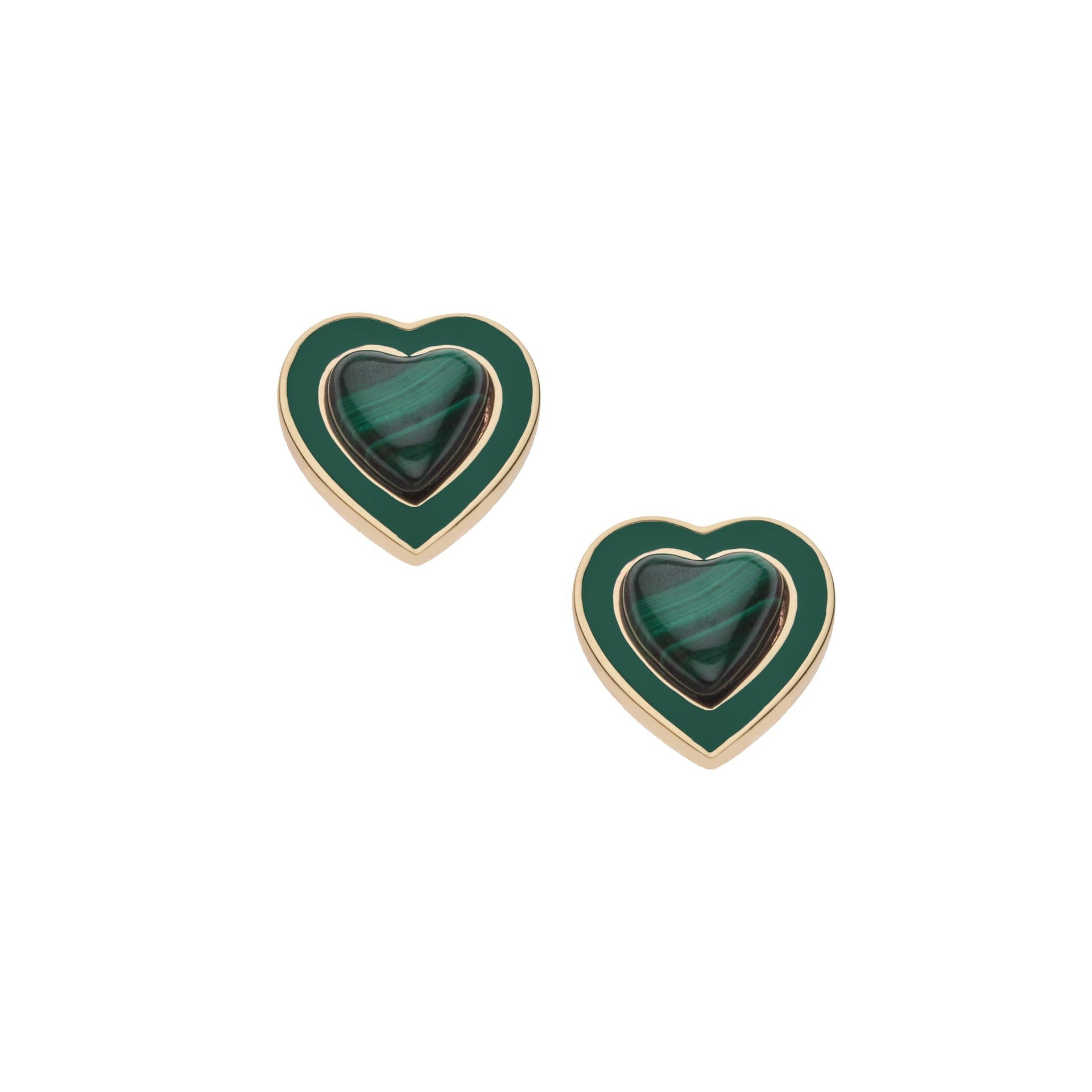 Jane Win LOVE Petite Enchanted Heart Earrings Malachite