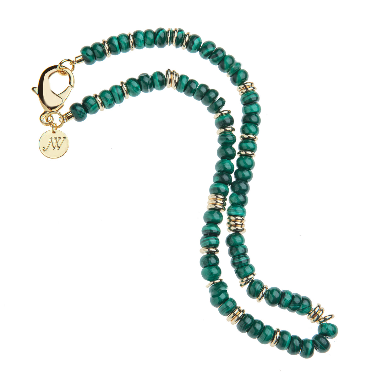 Malachite Beaded Necklace 16"