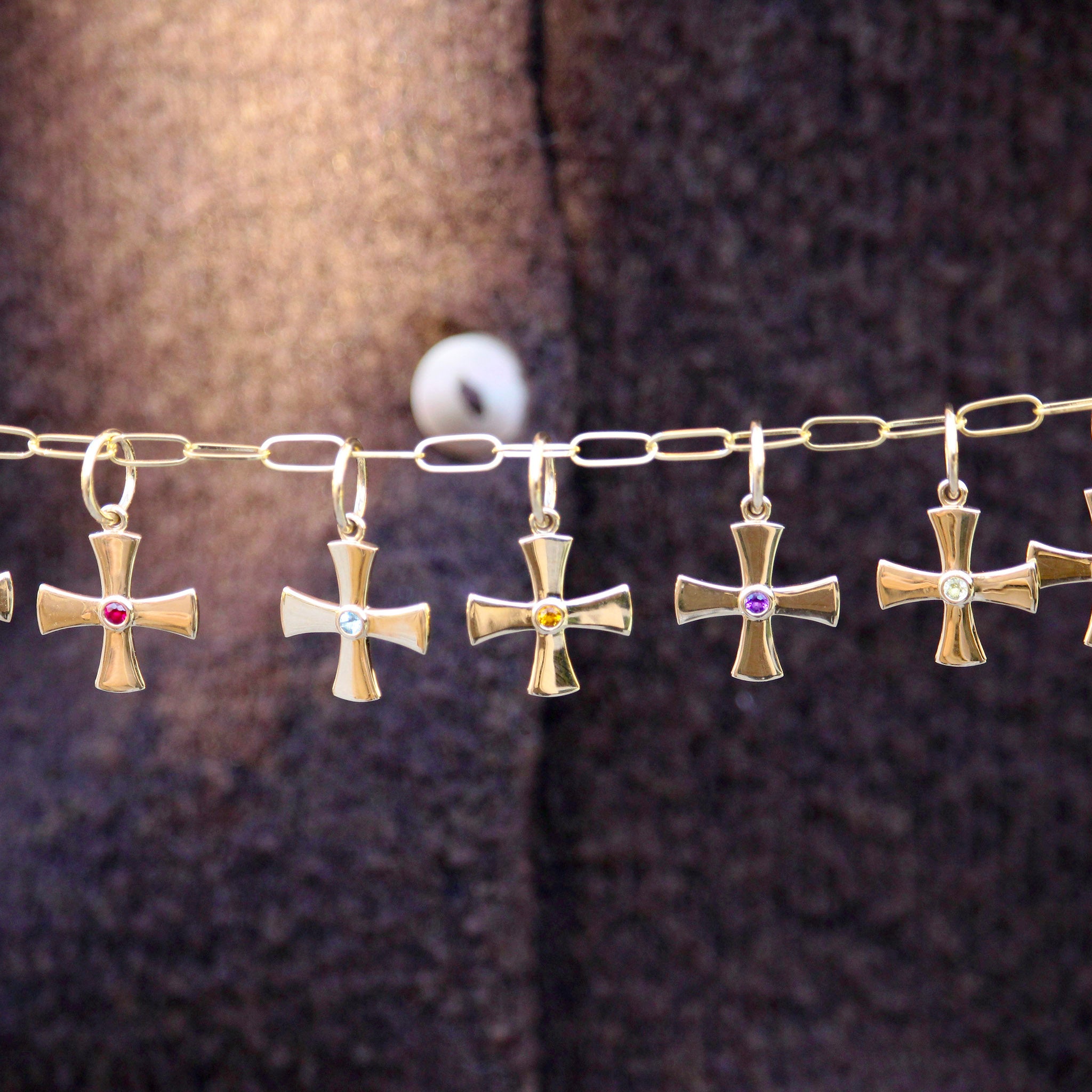 Aquamarine 14K Yellow Gold Birthstone Cross Pendant