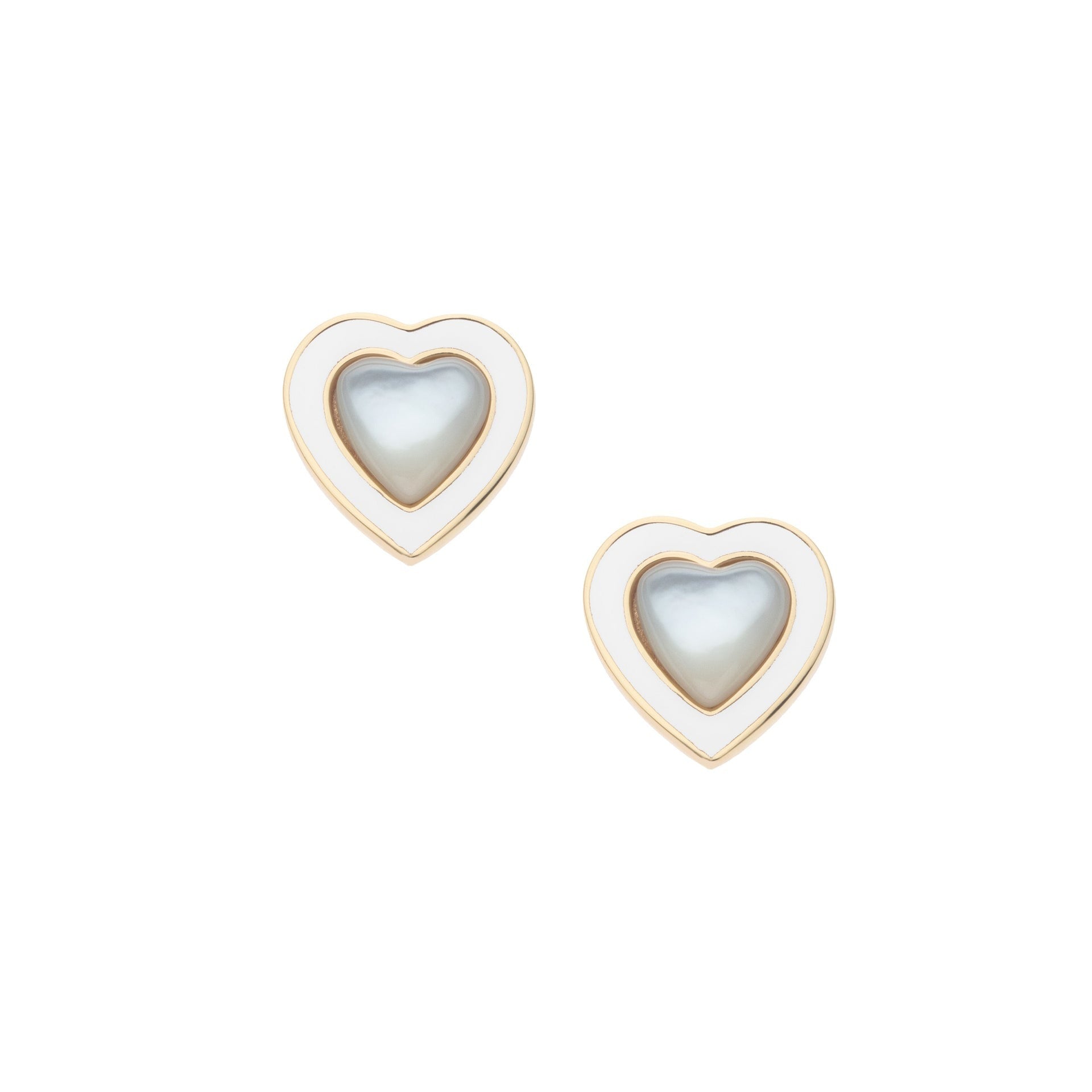 Jane Win LOVE Petite Enchanted Heart Earrings Pearl