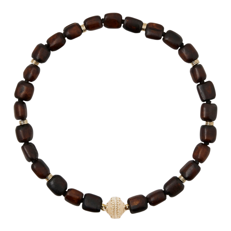 Clara Williams Dyed Brown Kenyan Bovine Bone Bead Necklace