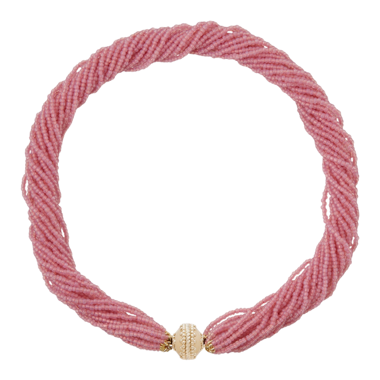 Clara Williams Pink Ivory Coast Glass Multi-Strand Necklace