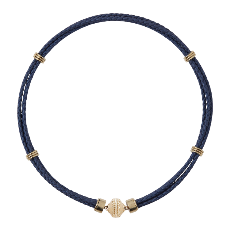 Clara Williams Aspen Braided Sapphire Leather Necklace
