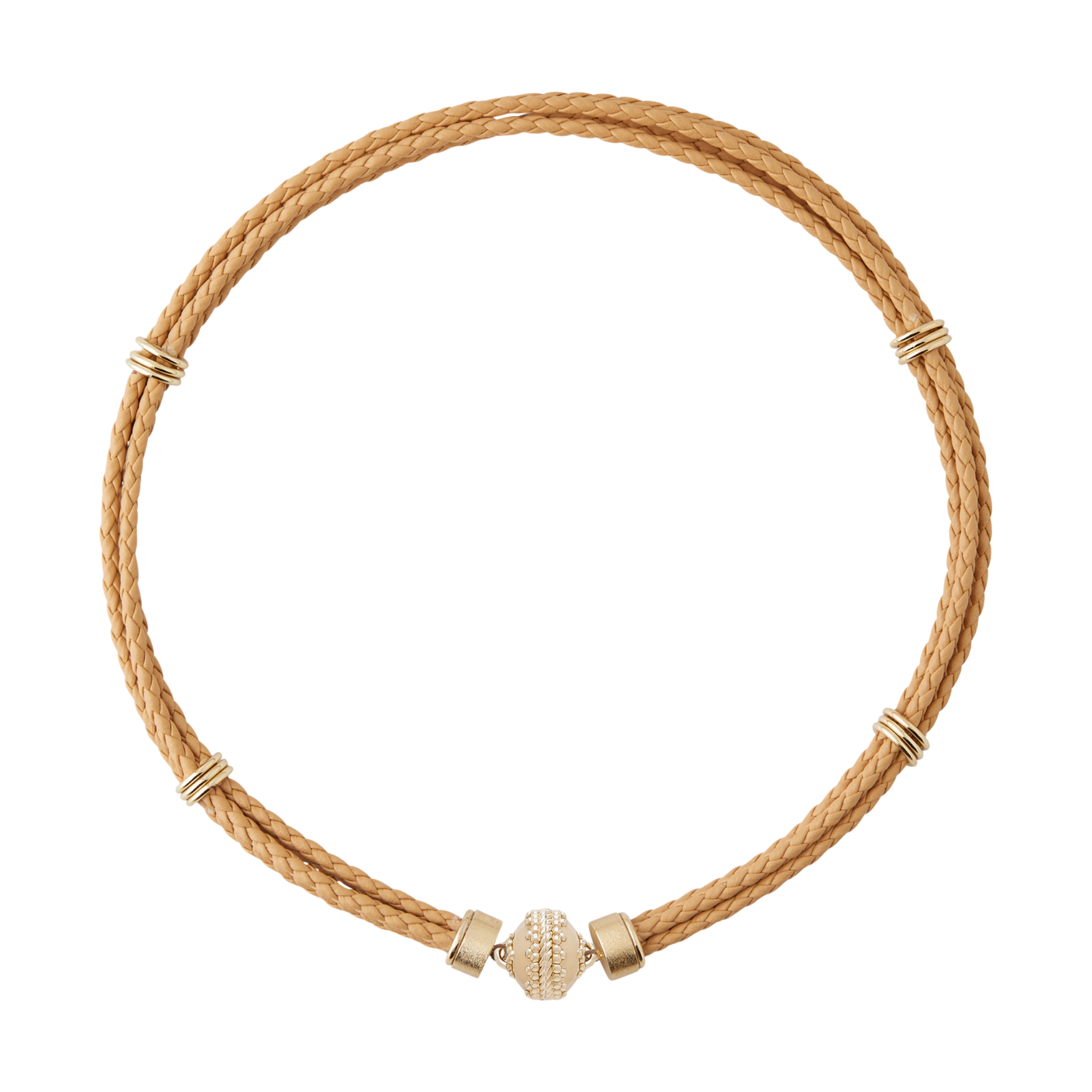 Clara Williams Aspen Braided Leather Latte Necklace