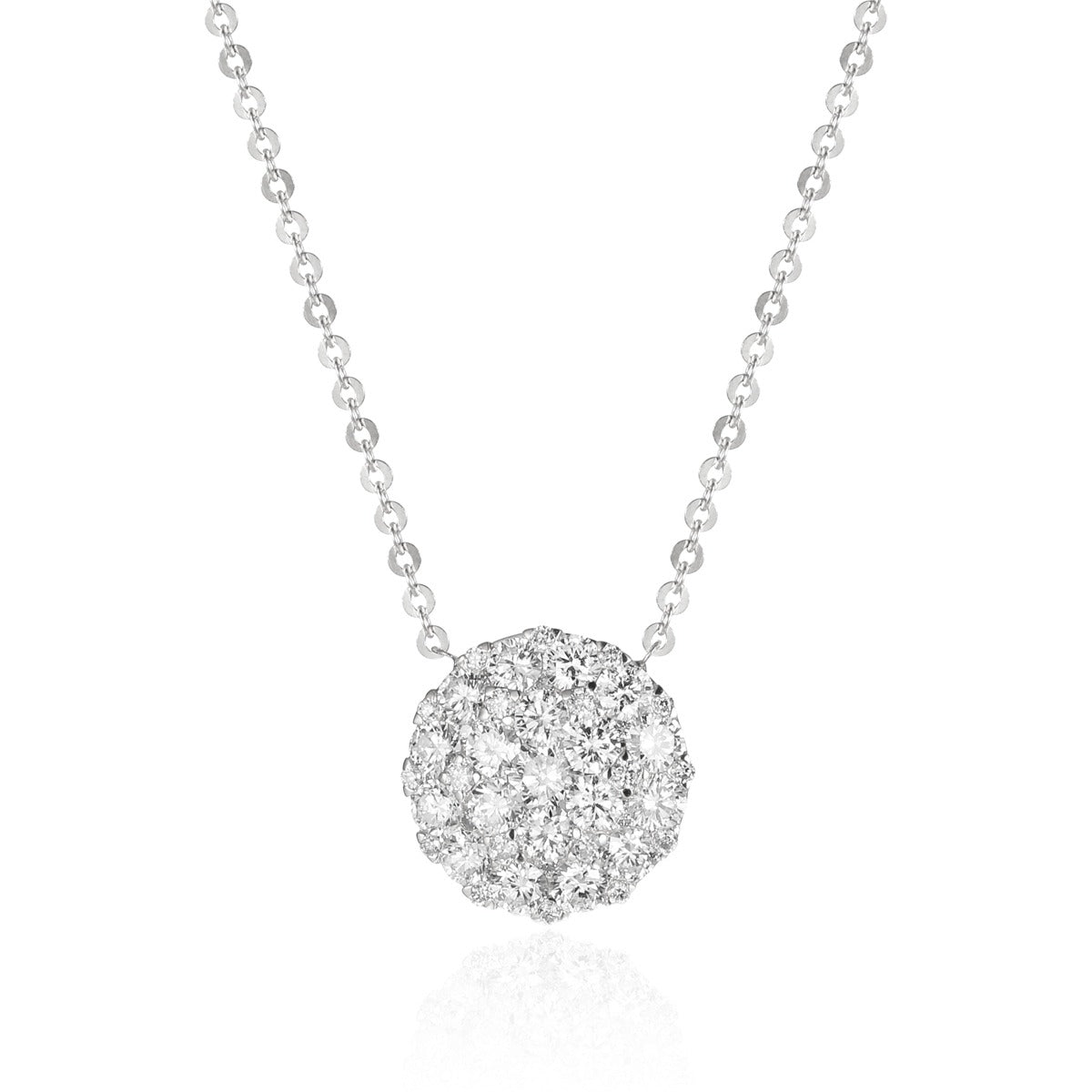 .79ct Round Diamond Cluster 14K White Gold Necklace