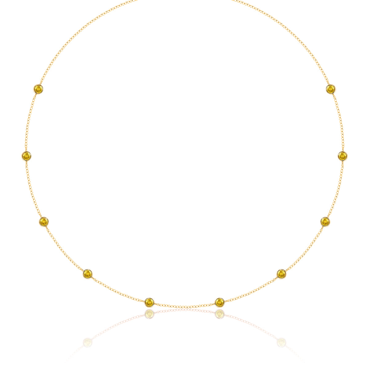 Citrine Bezel Set Station 14K Yellow Gold Necklace