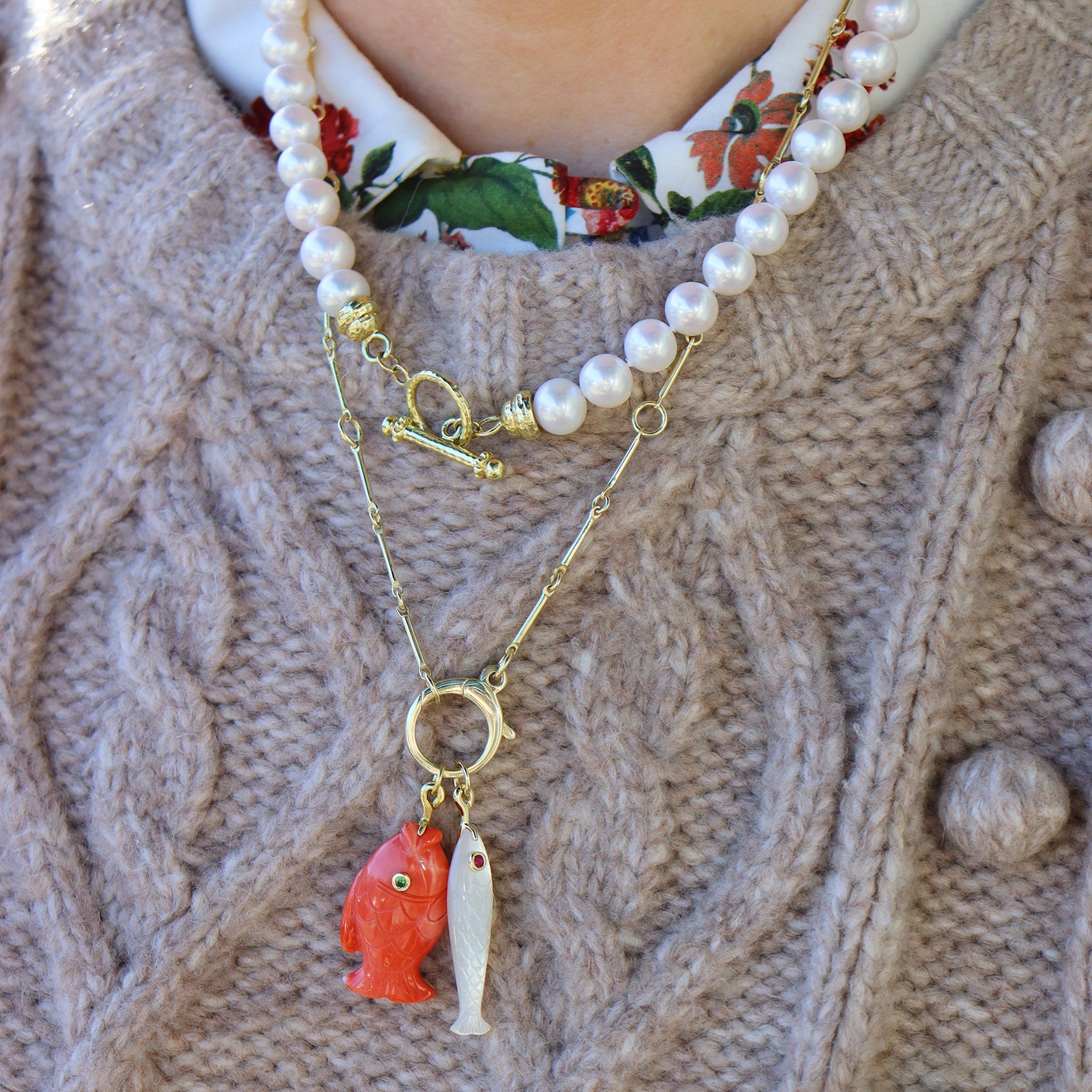 Mazza 14K Yellow Gold Charm Holder Bar Chain Necklace 20"