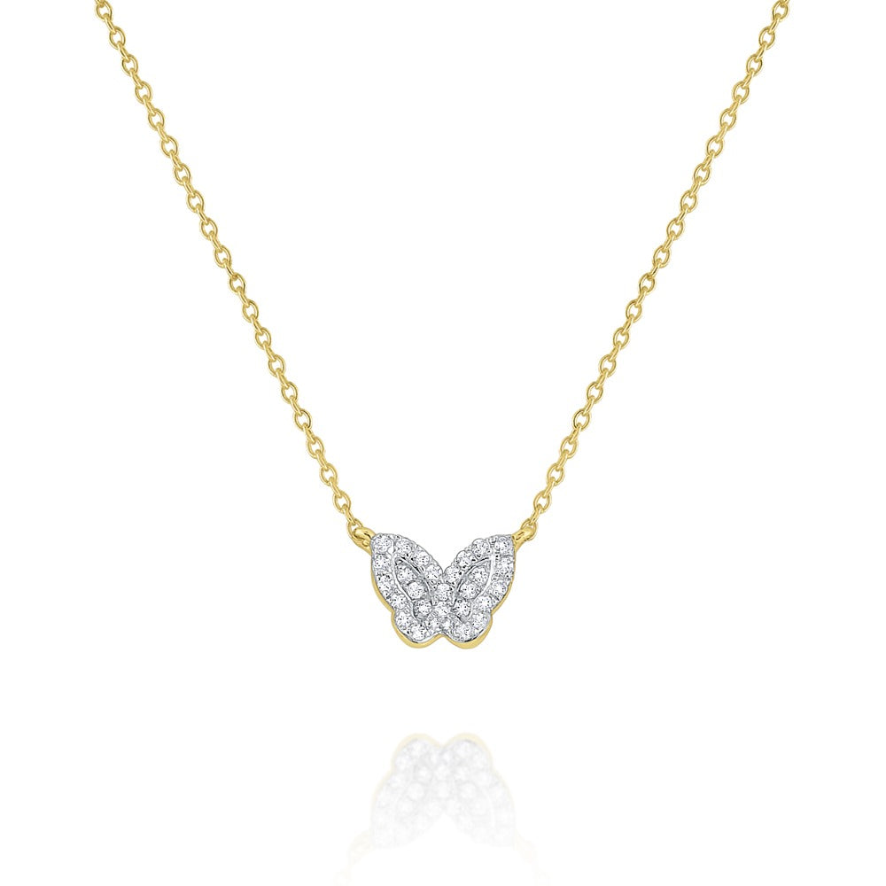 Diamond Mini Butterfly 14K Gold Necklace