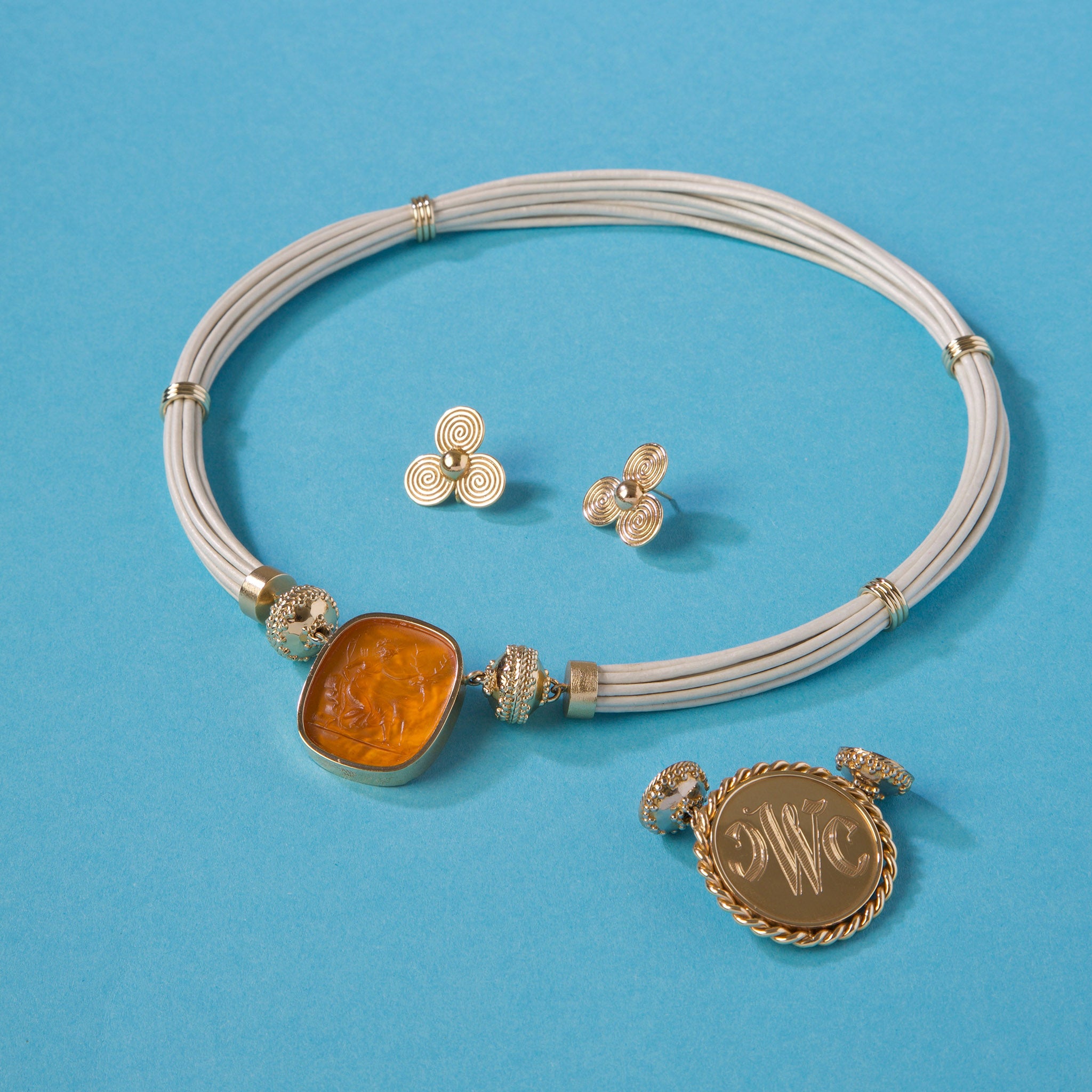 Clara Williams Diana Whisky Citrine Chiara Glass 14K Bezel Centerpiece