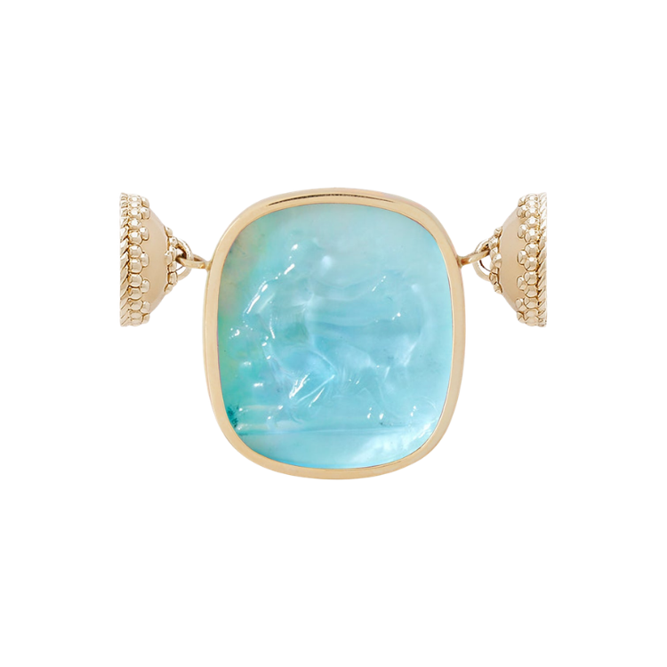 Clara Williams Diana Blue Topaz Chiara Glass 14K Bezel Centerpiece